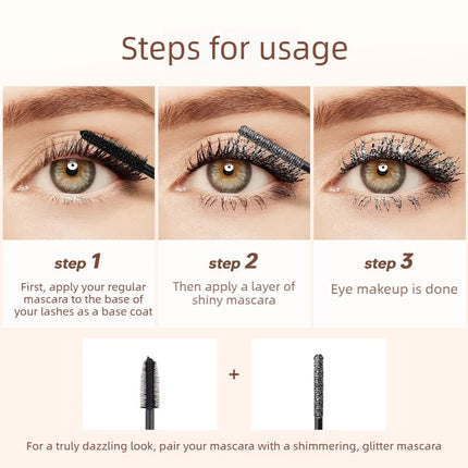 Glitter Sparkling Mascara Long-Lasting Effects Waterproof Smudge-Proof  Crushed Diamond Mascara Pearlescent Fine Flash Mascara