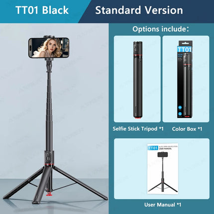 Auto Pop-Up Tripod Portable 70-Inch All-in-one Selfie Stick, Foldable Phone Holder with Bluetooth Remote for iPhone Android
