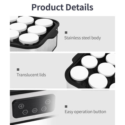 110V/220V Automatic Yogurt Maker 0-48h Timer Adjustable Temperature Yogurt Maker Ice Cream Pudding Maker with 12 Pcs 180ml Cups