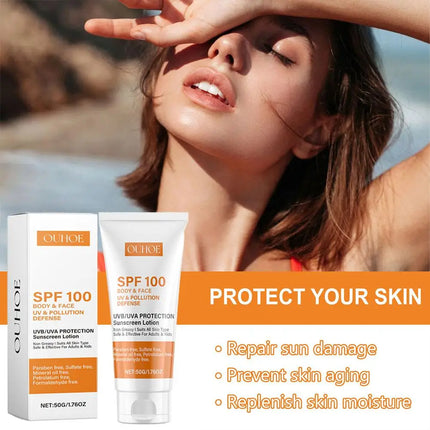 Sunscreen Lotion Spf100 Moisturizing Refreshing Light,Non Greasy,Prevent Facial And Body Sunburn Solar Blocker Facial Sunscreen