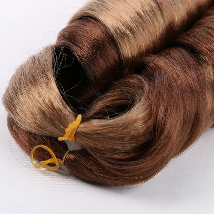 Full Star Ombre Brown Italian Curly Synthetic Braiding Hair Extensions Crochet Braids Bulk Hair Bundles Pre-Stretched Hair