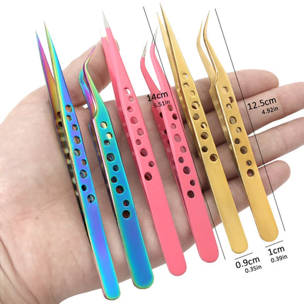 Professional Eyelash Tweezers Stainless Steel 3D Volume Eyelashes Extension Clip Excellent Closure Eyebrow Tweezer Makeup Tools