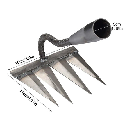 4-7 Teeth Iron Gardening Hoe Weeding Rake Farm Tool Grasping Raking Loosening Soil Nail Rake Tool Artifact Harrow Farm Tools