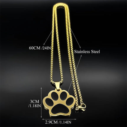 Punk Dog Paw Pendant Necklace for Women Men Stainless Steel Gold Silver Color Animal Puppy Claw Chain Jewelry colar masculino