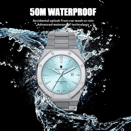 SAPPHERO Fashion Men's Watches Stainless Steel Business Watches Men's Waterproof Date Display Watches for Men
