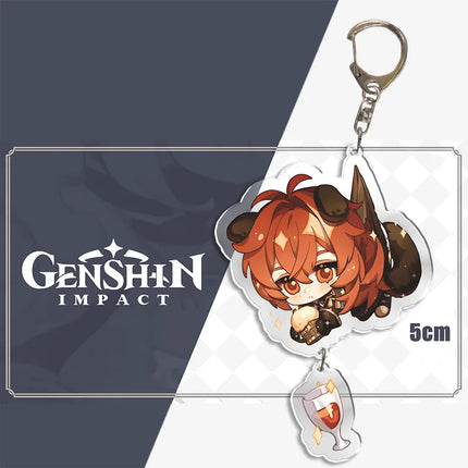 Genshin Impact Keychain Pendant ZhongLi Klee Raiden Shogun Xiao Wendi LingHua Car keyring Women Bag Charms Anime Game key chains