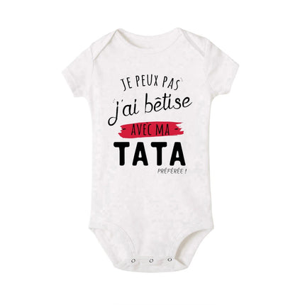 I Can't I Messed Up with My Favorite Aunt Printed Baby Bodysuit Funny Newborn Romper Infant Short Sleeve Jumpsuit Babies Clothes