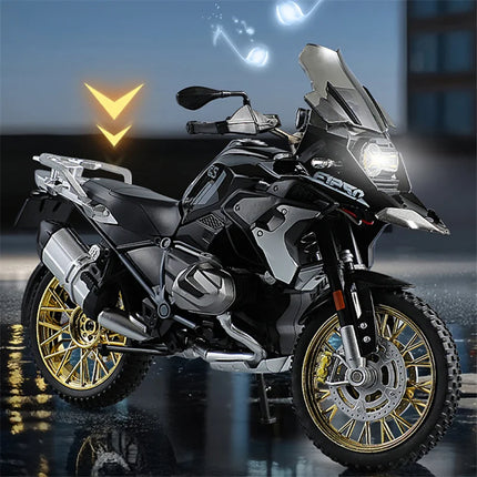 1/10 R1250 GS ADV Alloy Racing Motorcycle Diecast Street Sports Motorcycle Model Simulation Sound Light Collection Children Gift