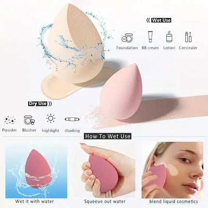5-Pack Dual-Use Makeup Sponge Set - Velvet for Liquid/Cream/Powder | Vegan Eco-Friendly Travel Essentials