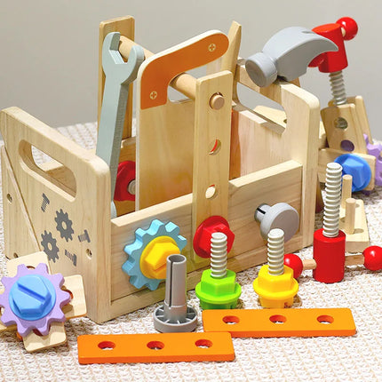 Kids Wooden Tool Bench Set with Repair Tools - Montessori Workbench, Construction & Educational Toy, Christmas Birthday Gifts
