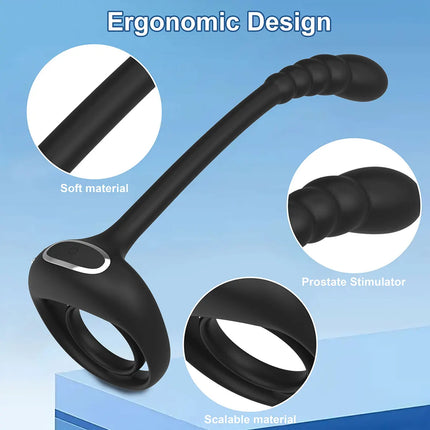 APP Cock Ring Vibrator For Men Wireless Anal Beads Delay Ejaculation Prostate Massage Butt Plug Stimulator Sex Toys For Couples