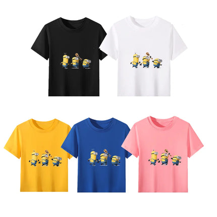 Minions Music Adventure Character Trio Kid Cotton T Shirt Energetic Performance Style Comfortable Casual Wear for Boys and Girls