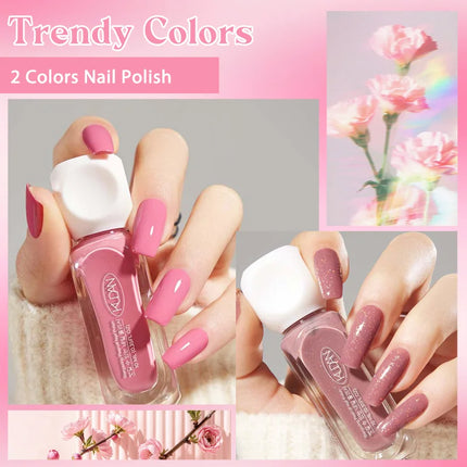 2pcs/set 10ml Water-Based Peel-Off Nail Polish Kit Red Pink Long Lasting Quick Drying No Lamp Needed Nail Art Nail Supplies