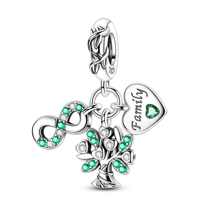 Charm Bead 925 Sterling Silver Heart Starry Sky Family Mother-Daughter-Sister Charm Fit Bracelets Pendant Women DIY Jewelry Gift