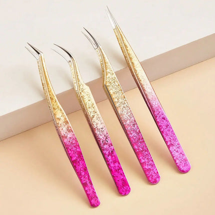 1pc/5pcs Grafting Eyelash Stainless Steel Ice Flower Gradient Tweezers Precision Color Grafting False Eyelash Tweezers