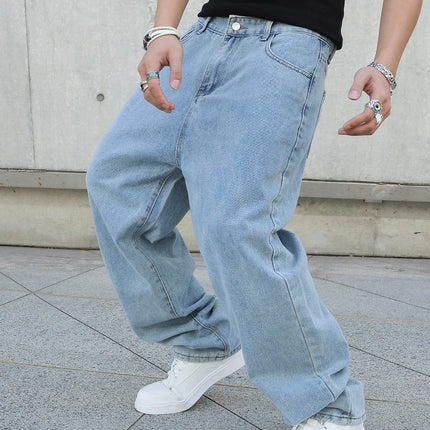 Spring Autumn Men Baggy Jeans Oversize Straight Loose Casual Denim Trousers Solid Color Streetwear Fashion Y2k Wide Leg Pants