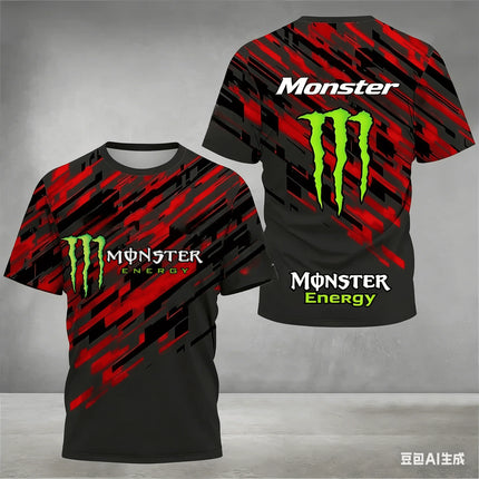 Men's summer short-sleeved sports T-shirt with 3D print of Monster Energy, quick-drying and moisture-absorbing cycling sportswear