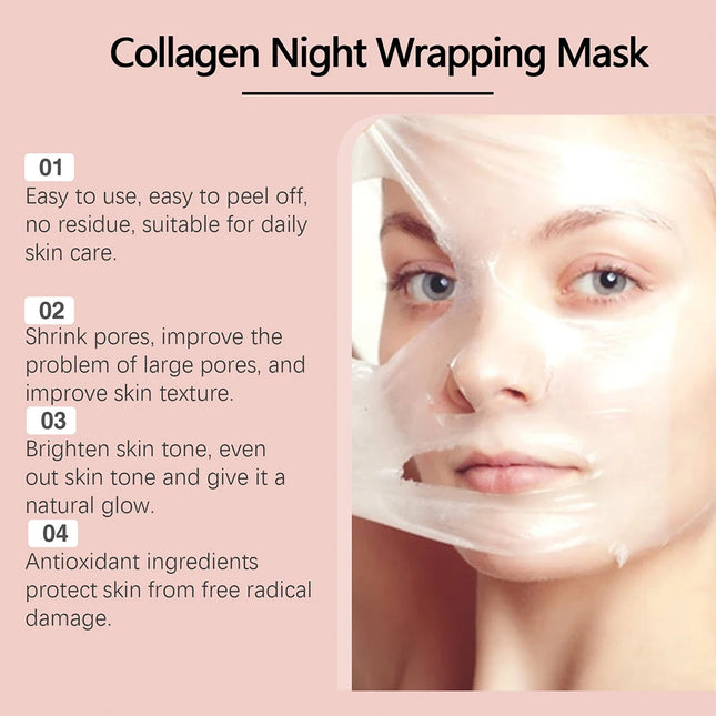 75ml Collagen Peel Off Face Mask With 50g Collagen Jelly Cream Hydrating Moisturizing Night Wrapping Mask Cream Korean Skincare