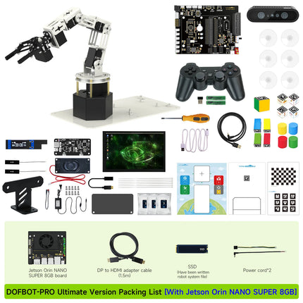 Yahboom DOFBOT PRO 6DOF Robotic Arm ROS Python Programming Learning Kit AI Large Model 3D Deep Point Cloud Recognition Gripping