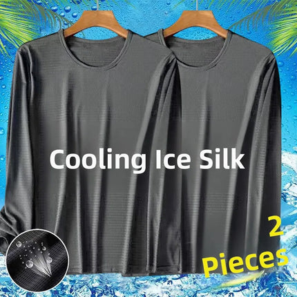Ice Silk Long Sleeve T-Shirt Men's Thin Mesh Breathable Sun Protection Quick Dry Worksite Outdoor Air Conditioning Base Shirt