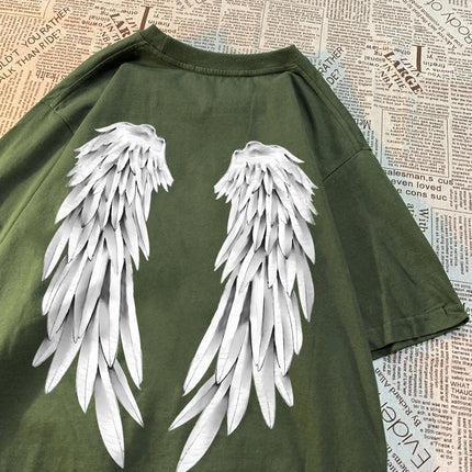 Angel Wings Personality Pattern Tshirt Men Women Hip Hop Quality T-Shirts Creativity O-Neck Tops Personality Quality T-Shirts
