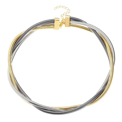 New Punk Style Gold Color Multilayer Wrap Necklace for Women Fashion Simple Design, Trendy Holiday Party Jewelry Accessories