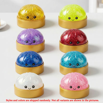 Hot Mini Glitter Dumpling Pressure Ball Sensory Squeeze Toy Realistic Steamer Bun Stress Reliever Soft Pinch Decompression Gifts