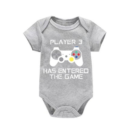 PLAYER 3 Newborn Romper Casual Short Sleeves Baby Boy Clothes Bodysuits Cartoon Graphic Toddler Girls Jumpsuits
