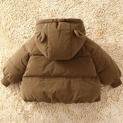 Boy Daily Down Coat Girls Casual Winter Thickened Jackets Kids Warm Hooded Fashion Outerwear Children Solid Color Cotton Parkas