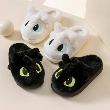 Winter Cute How To Train Your Dragon Toothless Slippers  Include Heel Furry Couple Anti-slip Keep Warm Good Looks Shoes Gift