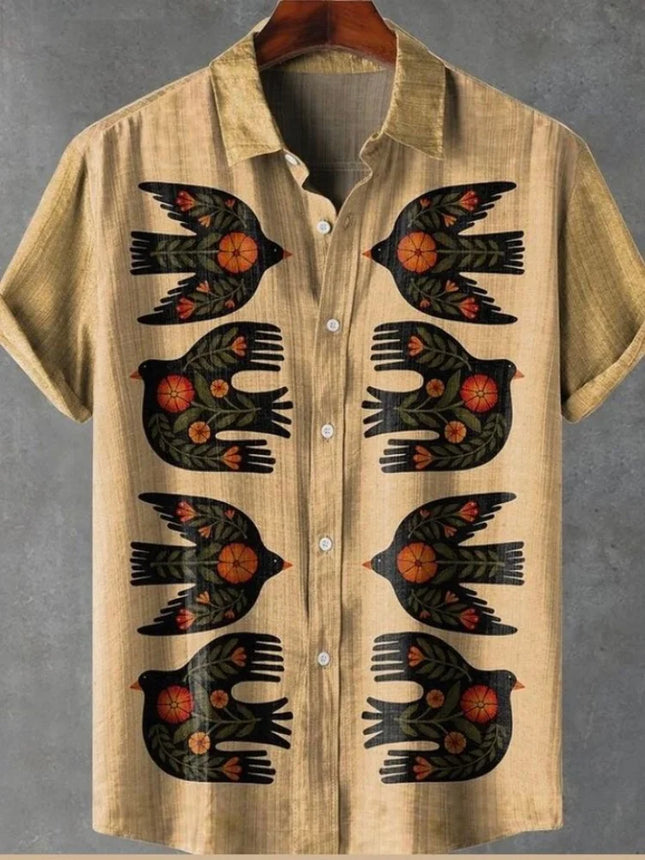 Outdoor Streetwear Men's Fashion Shirts Retro-style Ancient Egyptian Printed Men's Shirts Casual Daily Men's Short-sleeved Shirt