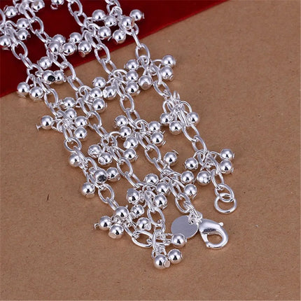 New Arrive 925 Sterling Silver Pretty Bead Bracelets Neckalce For Women Fashion Party Wedding Jewelry Sets Cute Gifts