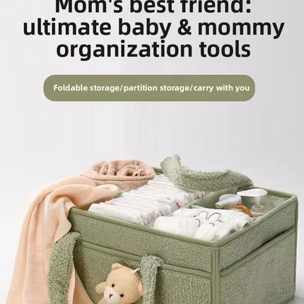 Large Capacity Plush Diaper Storage Bag Handheld Travel Essential Mommy Bag Baby Supplies