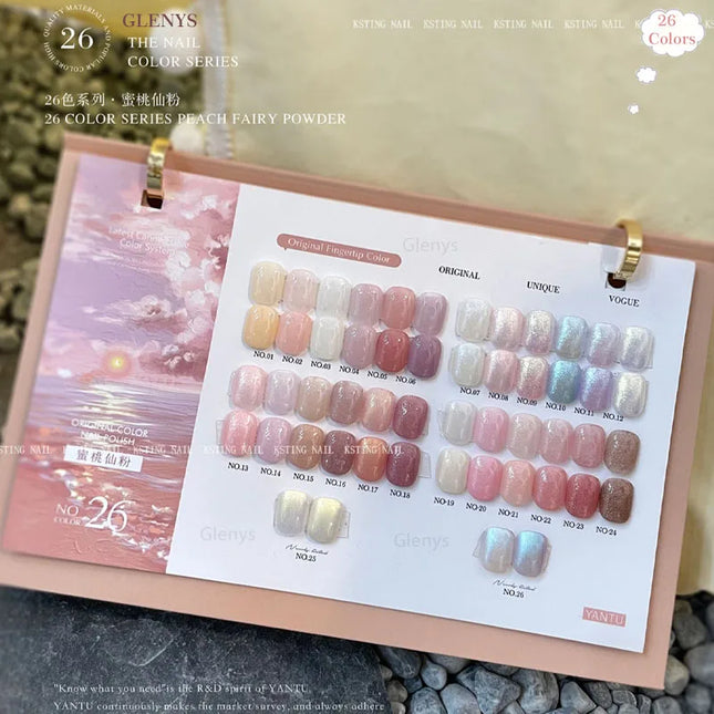 Glenys 26 color peach fairy powder solid gel full set of cream gel with professional color paint pen nail varnish gel set