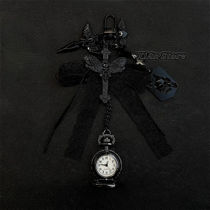 Original Hollow Heart Pocket Watch Chain Keychain Design Steampunk Clock Vintage Necklace Pendant Jewelry Watch Men Women Gift
