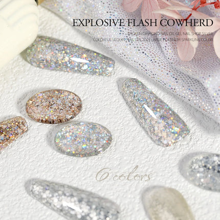 6pcs Shell Fragments Translucency Reflective Gel Nail Polish Reflective Glitter Semi Permanent Soak Off UV Gel Nail Art Varnish