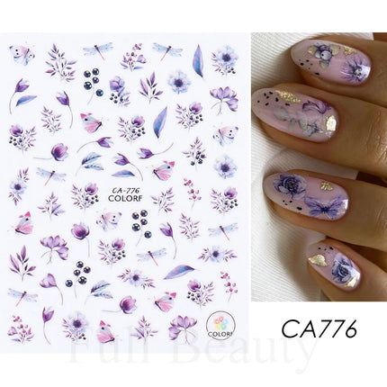 Hibiscus Flower 3D Nail Stickers Cherry Blossom Floral White Florals Petal Nail Art Decals Sliders Manicure Nail Tips Decor