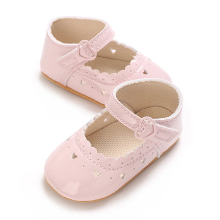 Solid Color Baby Girl Mary Jane Shoes With Soft Rubber Sole Anti Slip Spring And Autumn Princess Shoes Suitable For 0-18M Babies