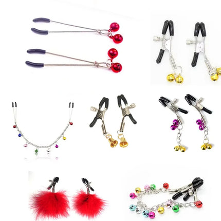 Adjustable Nipple Clamps with Bells Harness BDSM Adult Game Fantasy Clitoris Clips Sexy Breast Stimulator Flirting Toy For Women