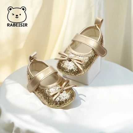 Baby girl princess shoes birthday shoes 0-18 months baby walking shoes soft soled bow shoes