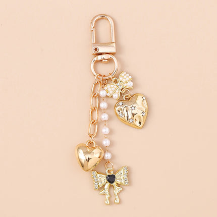 Bowknot Heart Crystal Keychain / Porte-Clés Nœud Cœur Cristal