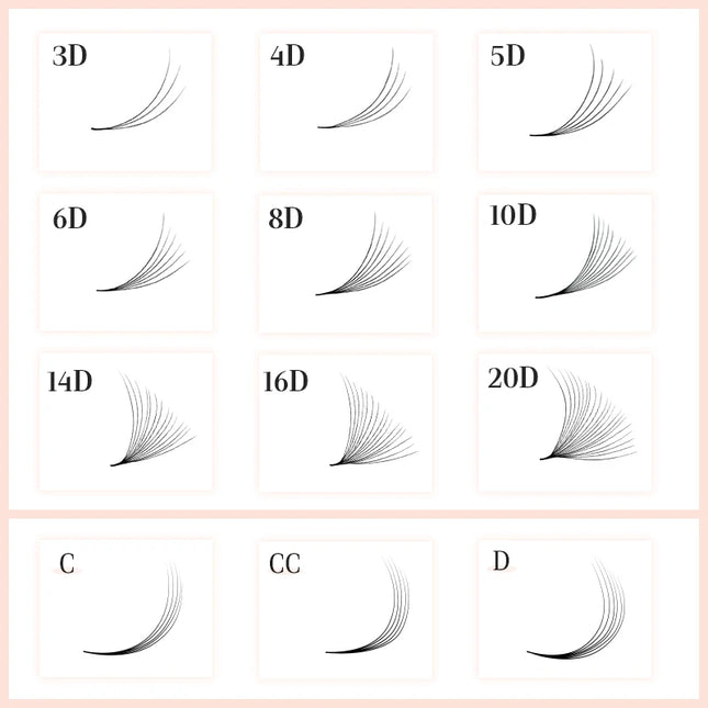 400/800 Premade Volume Fans XL Lash Fans 3D 4D 5D 6D 8D 10D 14D 20D CC curl Bouquet Eyelashes Pre-made Fans Eyelash Extensions