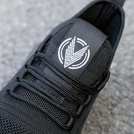 Breathable Lightweight Men's Knit Sneakers Slip Resistant Training Shoes for Running Basketball Black White Sports Shoes PU Sole