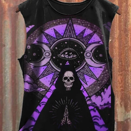 Neutral Tank Retro Satan Curse Sheep 3D Printed Tank Top Punk Style Street Fashion Casual Men's Tank Top Plus Xs-5XL