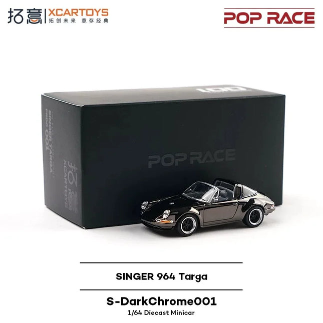 Xcartoys x POP RACE 1:64 SINGER 964 Targa / R32 / R33 / SHELBY MUSTANG GT500 Dark Chrome Diecast Model Car