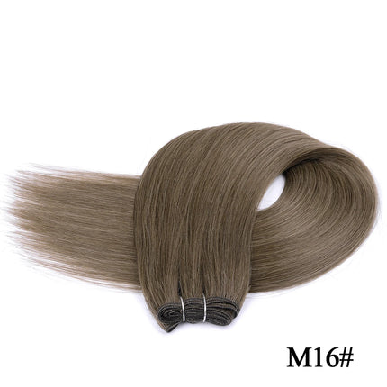 Synthetic Long Straight Hair Bundles Extensions Smooth Ombre Brown Hair Weaving Synthetic Straight Hair Bundles Full to End
