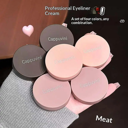 1Pc Eyes Makeup Set Cappuvini Matte Velvet Eyeshadow Palette 4 Colors with Eyeliner Highlighter And Contour Cute Beauty Cosmetic