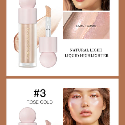 Lakerain Face Liquid Highlighter Waterproof Sweat-proof Long-lasting Golden Bronze Body Highlighter Fit&Smooth Brightening Fluid