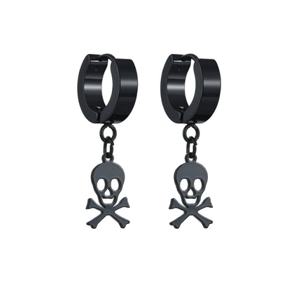 Design Stainless Steel Skull Drop Earrings For Women Men Fashion Gothic Street Hip Hop Ear Jewelry Pendant Cool Stud Earrings