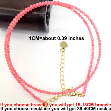 Natural Stone Beads Necklaces bracelet 2-3MM Faceted Round Quarts Tourmalins Mini Beads Necklaces For Women Jewelry Gifts